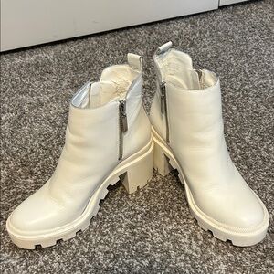 Gianni Bini White Ankle Boots with Chunky Sole
